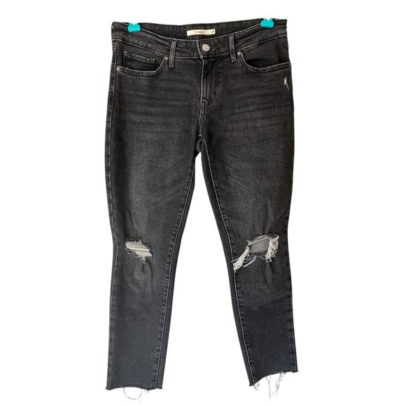 Levi's Black Distressed 711 Skinny Jean Size 28 - Picture 1 of 12